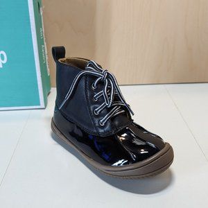 Lucky Top Toddler Two Tone Lace Up Rain Duck Boots - Black